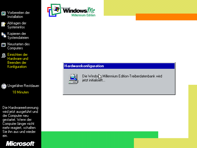Der erste Start von Windows ME