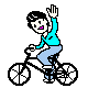 waving on bicycle  animation