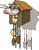 cat in a cuckoo clock animation