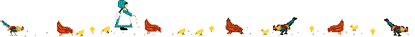 girls feeding hens and chicks line animation