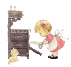  little girl cooking in oven animations