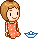 girl pushing a toy boat  animations