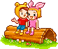 sitting on a log  animations