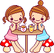  two friends having coffee animations