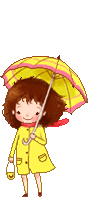 girl in yellow with and umberella  animations