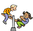  girl and boy on a see saw animations