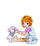 girl with two dogd  animations