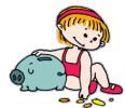 girl putting money in piggy bank  animations
