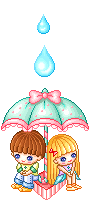 boy and girl under and umberella  animations