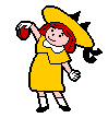 little girl dressed in yellow animations