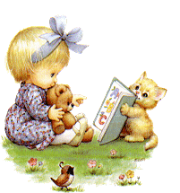  ittle girl reading to her teddy bear  animations