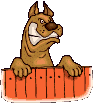 dog barking over fence animations