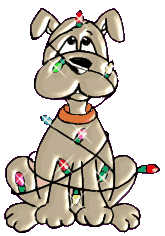 dog with xmas lights animations