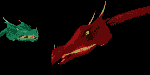 green and red dragon head  animation