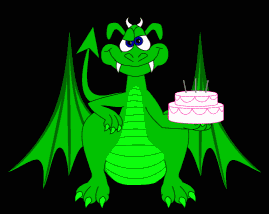 green dragon lighting birthday cake animation