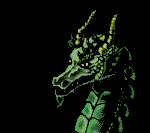green dragon blowing smoke rings animation