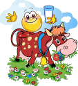 cow with flowers    animation