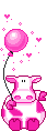 pink cow with balloon   animation