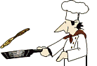 chef tossing pancake    animation