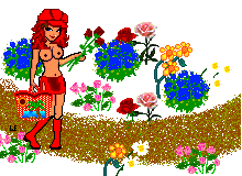 girl picking flowers in the garden  animation